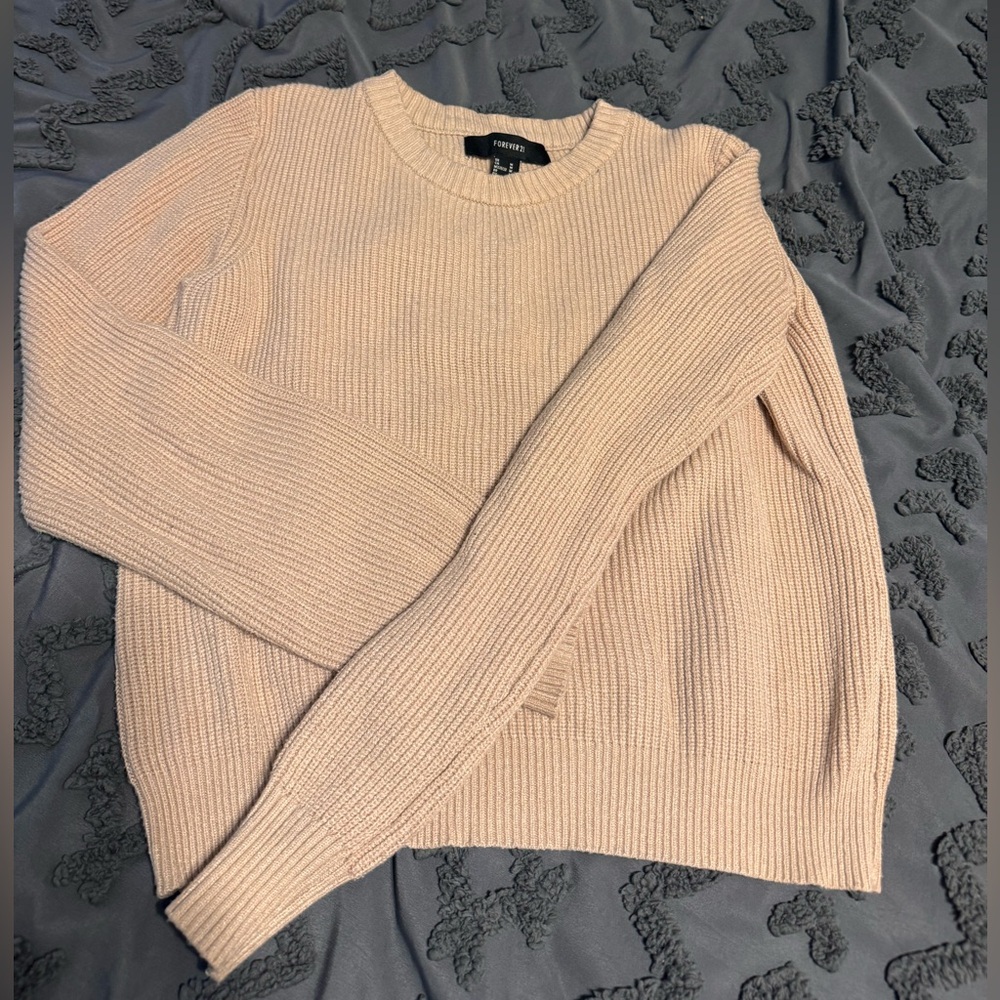 Forever 21 Pale Pink Ribbed Crewneck Sweater